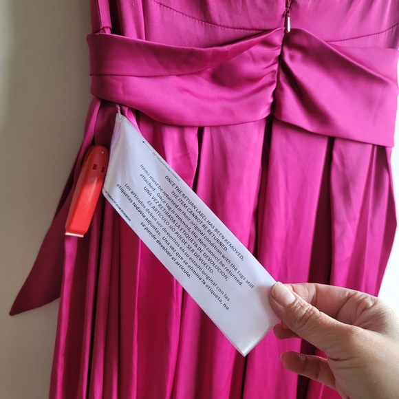 Ieena for Mac Duggal,Charmeuse Halter Strap Soft Tie Waist Gown, Magenta, Size 6 - Picture 9 of 10